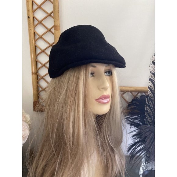 Country Gentleman Black‎ 100% Wool Newsboy Cap Hat Fitted Medium Size Vintage - Picture 15 of 16